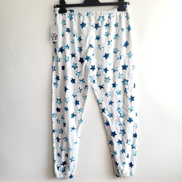 New Chaser Indigo Stars Print Lounge Drawstring Jogger Sweatpants NWT XS - Picture 6 of 9